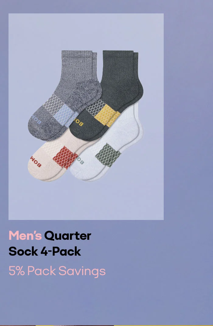 Men's Quarter Sock 4-Pack 5% Pack Savings