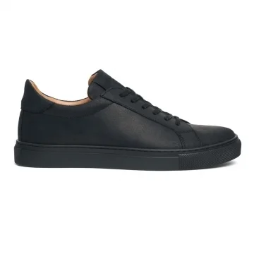 Kelham Trainer in Black Waxy Leather