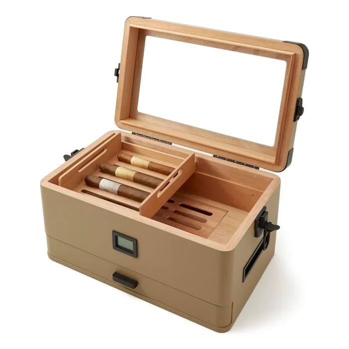 Image of Military Glass Top Cigar Humidor - Exclusive