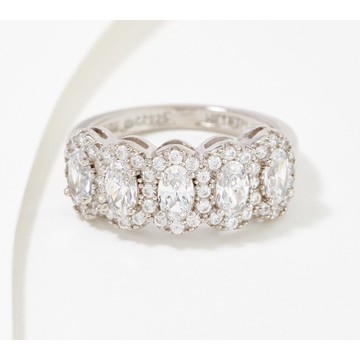 Diamonique Choice of Cut Halo Band Ring, Platinum-Clad