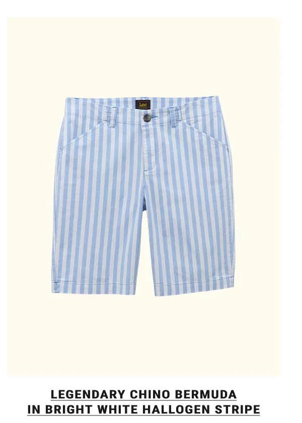 Legendary Chino Bermunda In Bright White Hallogen Stripe