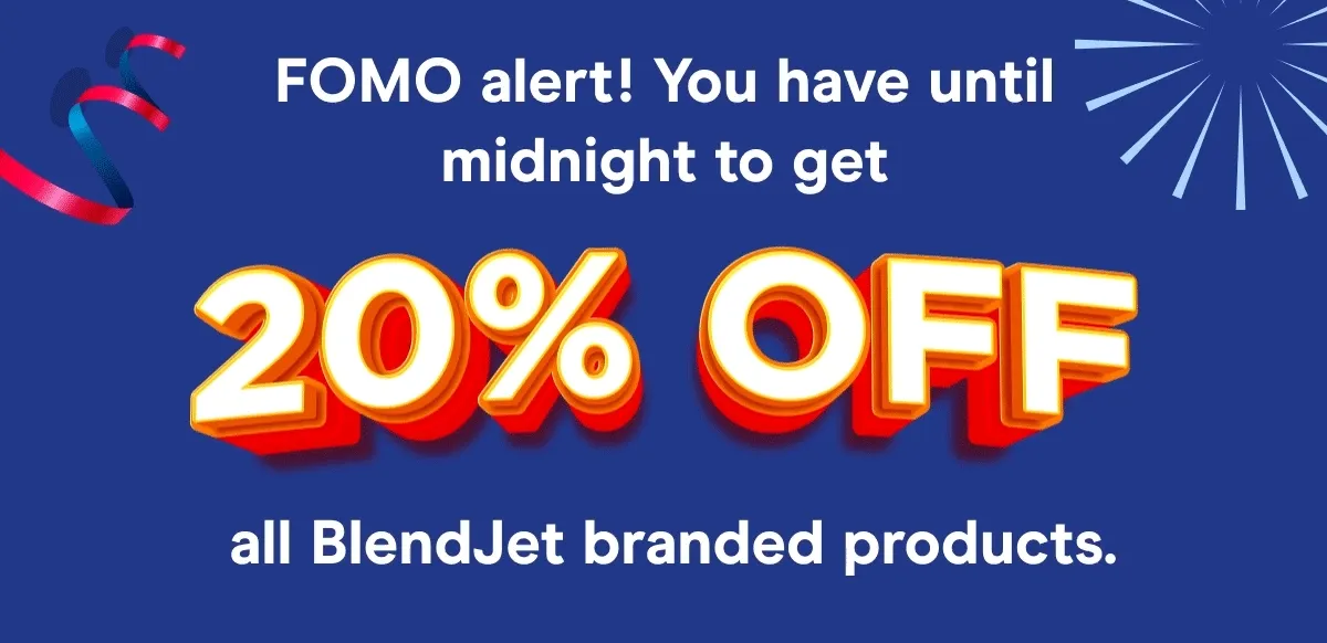 FOMO alert! You have until midnight to get 20% OFF all BlendJet branded products.