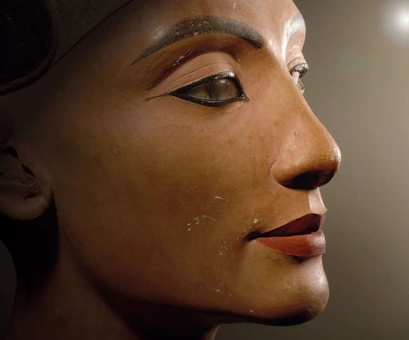 This stunning bust of Nefertiti is perhaps the most famous image of the ancient queen, whom some scholars believe ruled as pharaoh after her husband's death.