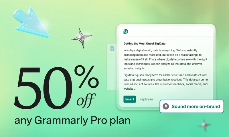 50% off Grammarly Pro Plan