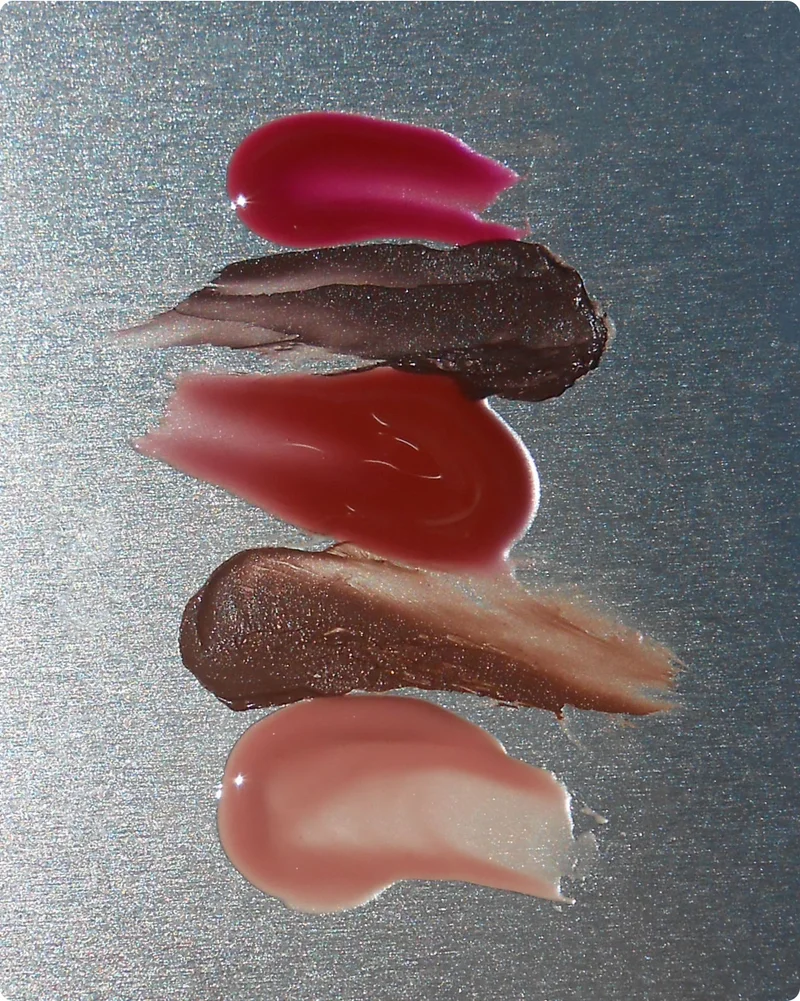swatches of peptide lip tints + pocket blushes