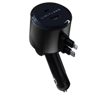 Limitless Car Charger w/ Retractable Lightning Type-C Cables