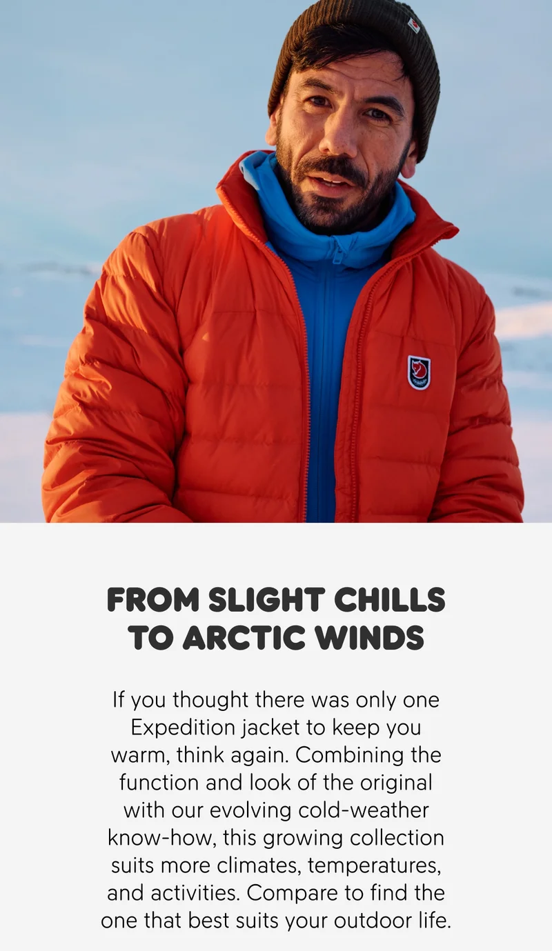 Explore the Expedition series from Fjallraven. Shop online our down and winter jackets with 100% traceable down.