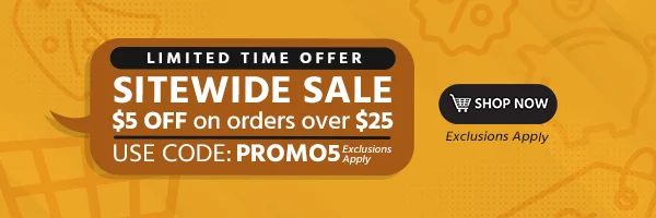 SITEWIDE SALE $5 off $25+ Use promo code: discount code