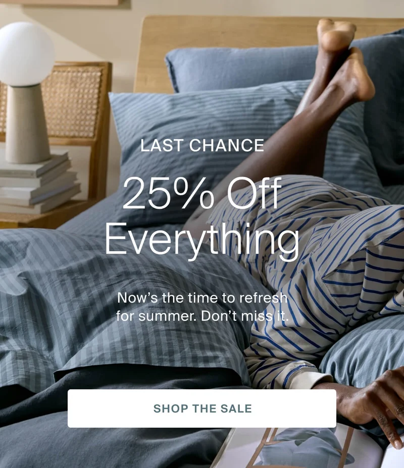 last chance, 25% off everything, shop the sale