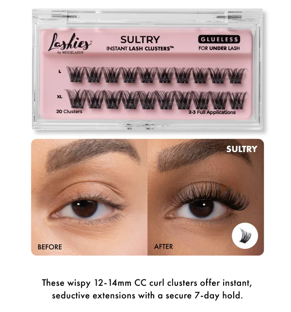 These wispy l 12-14mm CC curl clusters provide instant, seductive extensions with a secure 7-day hold.