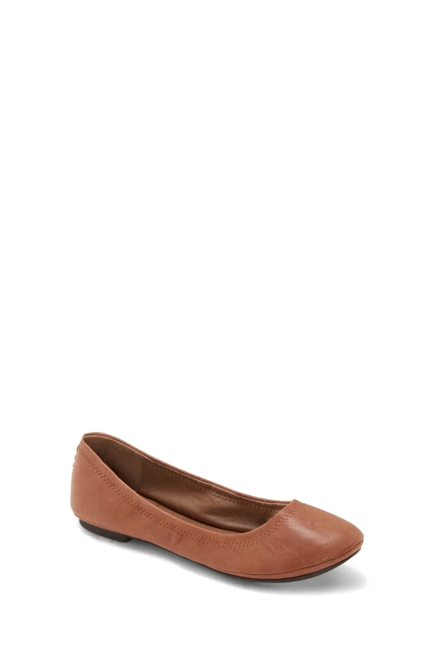 Image of Lucky Brand Emmie Ballet Leather Flat in Bourbon
