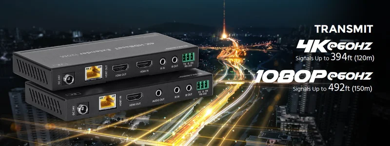 Monoprice Blackbird 4K HDBaseT Extender Kit, 120m, HDR, 18Gbps, 4K@60Hz, YCbCr 4:4:4, HDCP 2.2, PoC, RS-232, Loop Out and Bidirectional IR