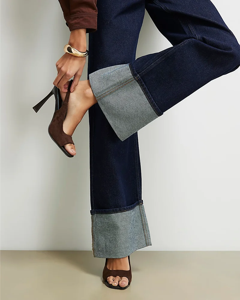 Brown Faux Suede Slingback Heeled Sandals