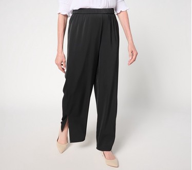 Dennis Basso Regular Stretch Woven Wide Leg Pull-On Pant
