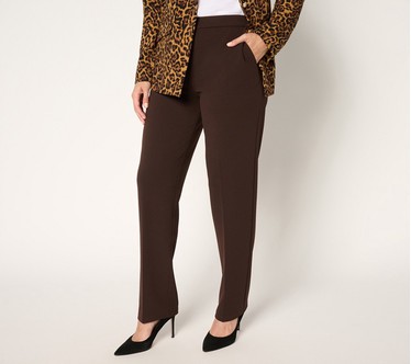 Dennis Basso Regular Luxe Crepe Straight Leg Pant