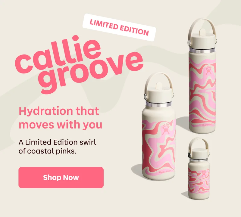 LIMITED EDITION | callie groove. Hydration that moves with you. A Limited Edition swirl of coastal pinks. | SHOP NOW