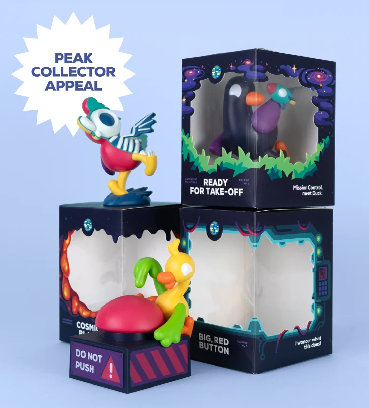 Peak Collector Appeal: Shot of kurzgesagt figurine boxes