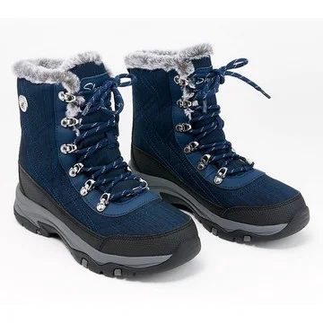 Skechers Trego Waterproof Lace Up Winter Boots-Cold Blue