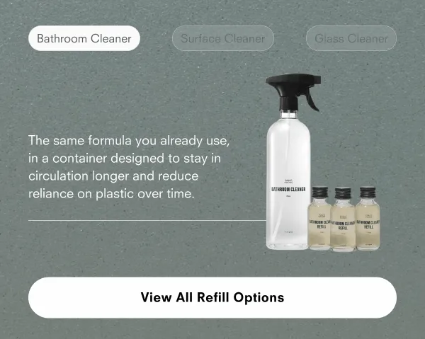 The same formula you already use, in a container designed to stay in circulation longer and reduce reliance on plastic over time.