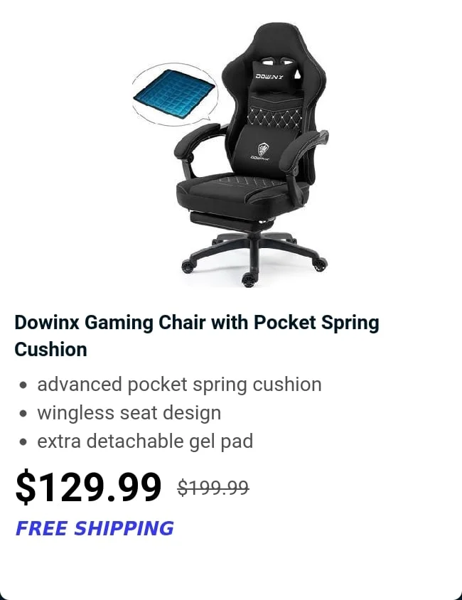 Dowinx Gaming Chair with Pocket Spring Cushion