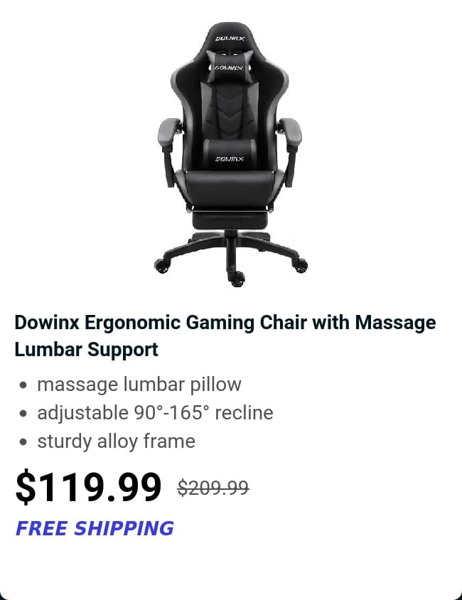 Dowinx Ergonomic Gaming Chair with Massage Lumbar Support