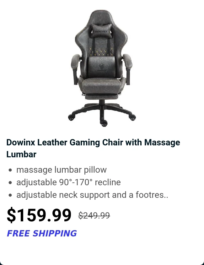 Dowinx Leather Gaming Chair with Massage Lumbar