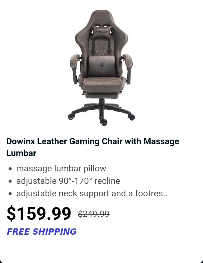 Dowinx Leather Gaming Chair with Massage Lumbar