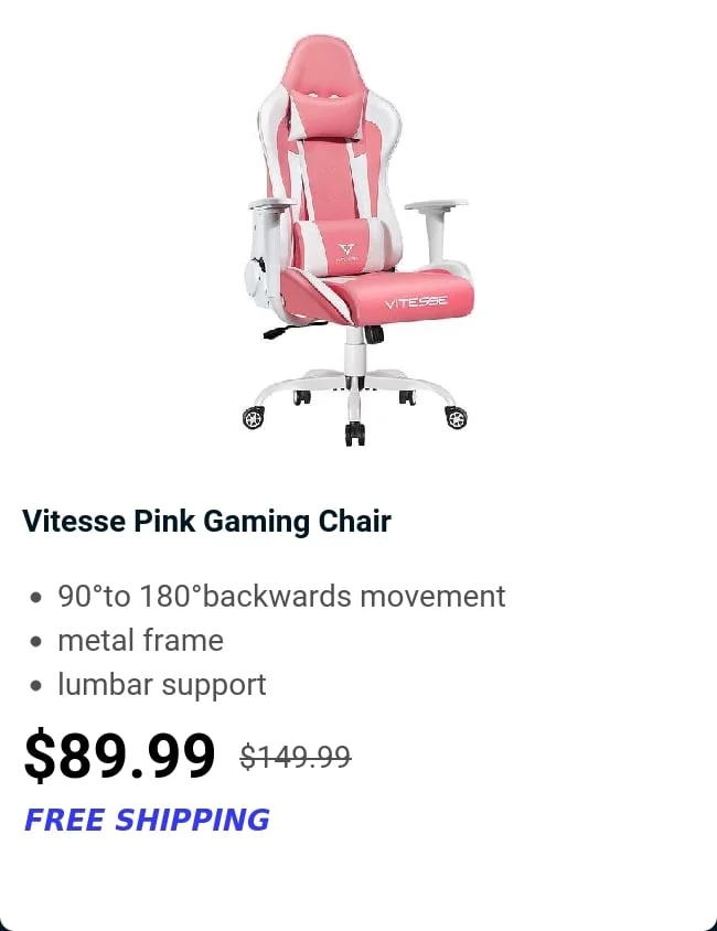 Vitesse Pink Gaming Chair