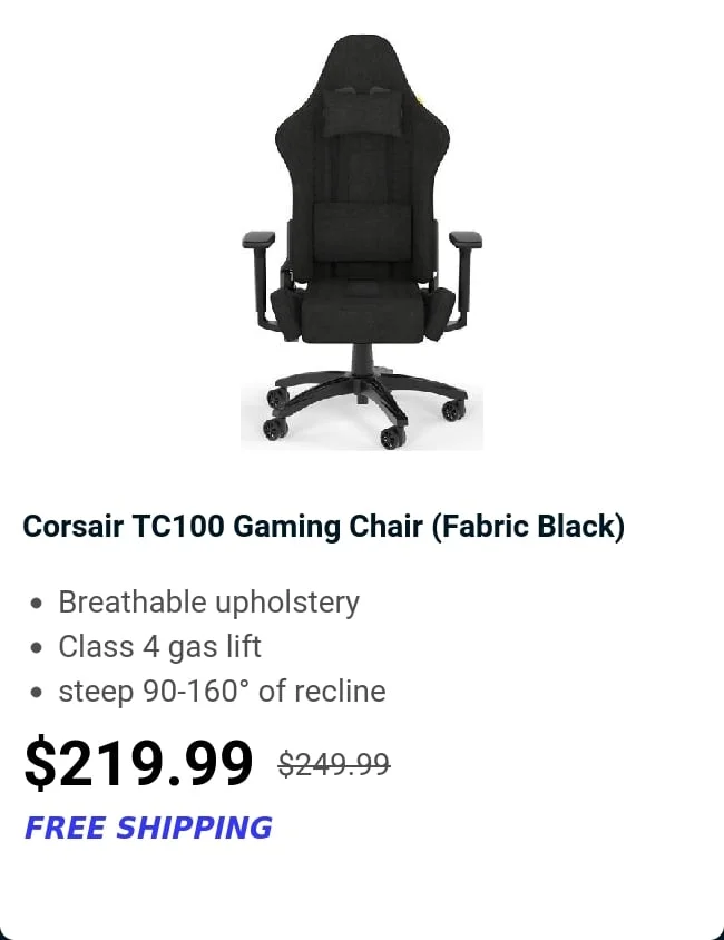 Corsair TC100 Gaming Chair (Fabric Black)