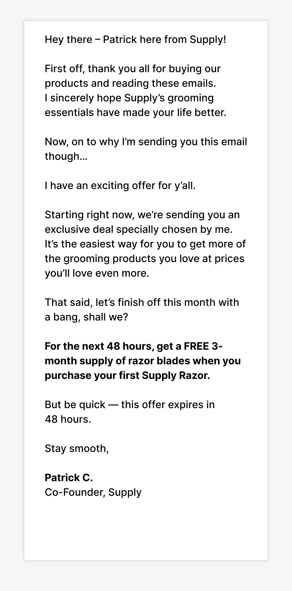 Hey there – Patrick here from Supply!