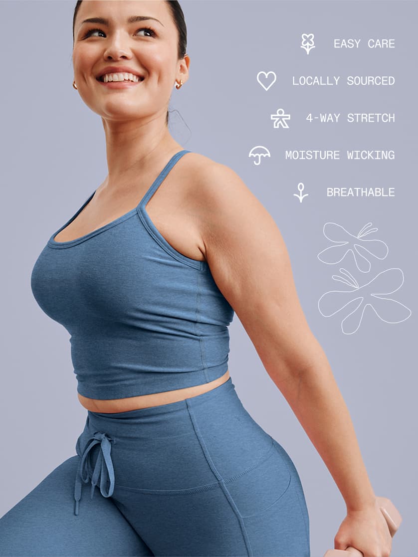 Spacedye Slim Racerback Cropped Tank in Washed Denim