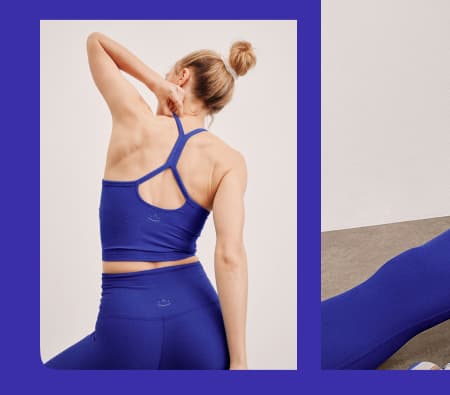 Spacedye Slim Racerback Cropped Tank in Sapphire Blue Heather