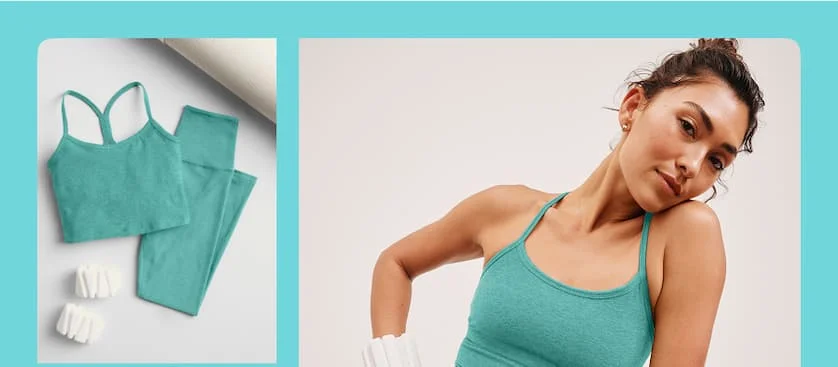 Spacedye Slim Racerback Cropped Tank in Belize Blue Heather
