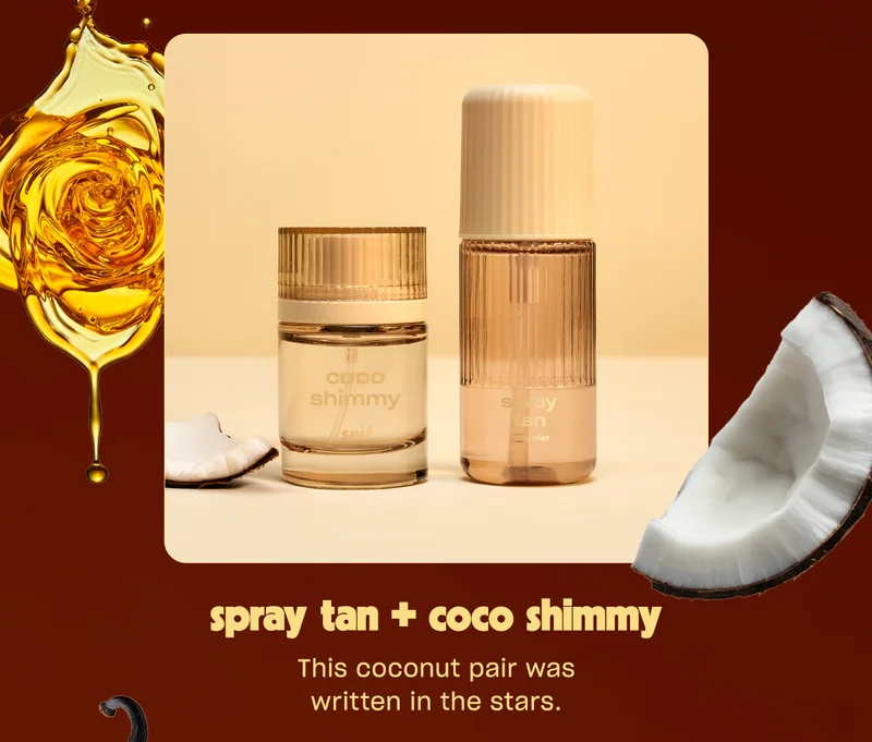 spray tan + coco shimmy: This coconut pair was written in the stars.
