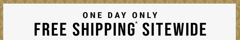 One Day Only Free Shipping* Sitewide