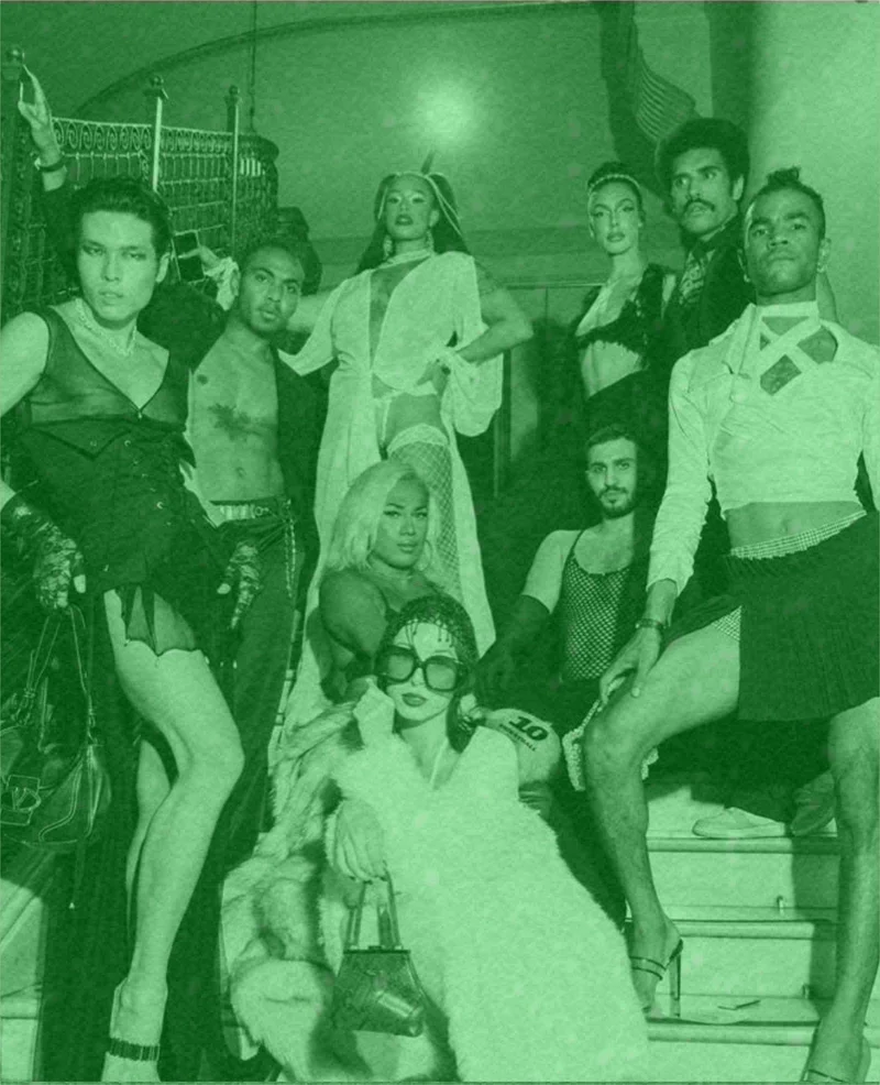 Group photo of Kiki House of Silky members posing in a vibrant, energetic setting.