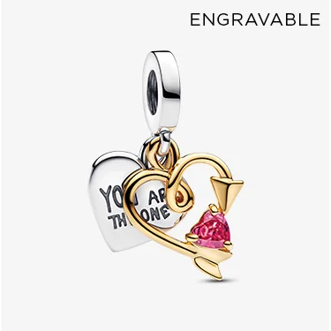 Engravable Heart & Arrow Double Dangle Charm