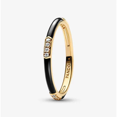 Black enamel stones ring