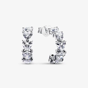 Sparkling hearts open hoop earrings