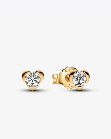 Pandora Talisman 14k Gold Lab-grown Diamond Heart Earrings