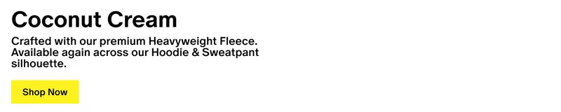 Coconut Cream - Crafted with our premium Heavyweight Fleece. Available again across our Hoodie & Sweatpant silhouette.