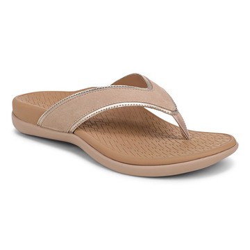 Vionic Leather Glossy Trim Thong Sandals - Tide Tava