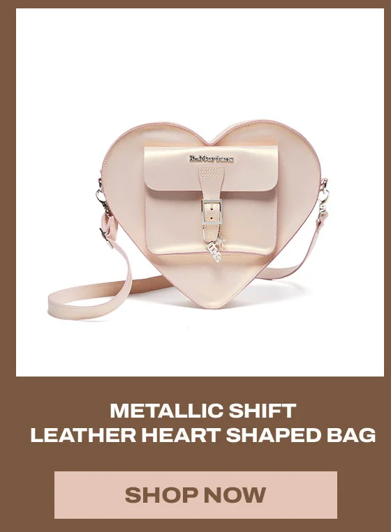 Metallic Shift Leather Heart Shaped Bag