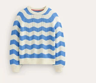 Fluffy Wave Jumper - Surf the Web, Warm Ivory Wave