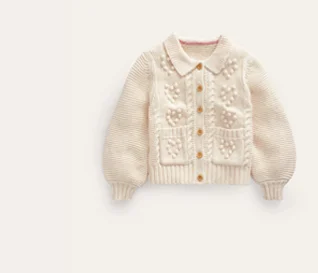 Chunky Collared Cardigan - Ecru Marl