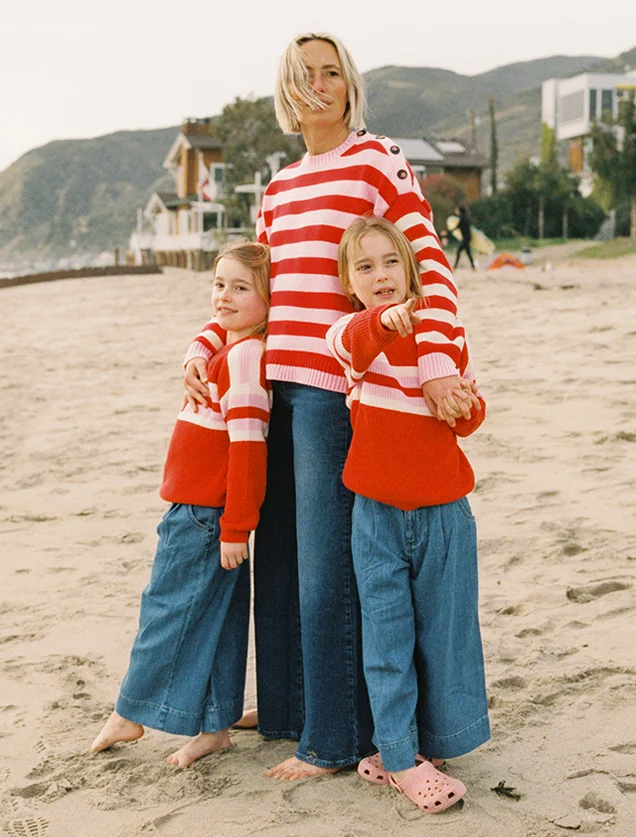 Hotch Potch Cotton Jumper - Orchid Pink, Poppy Red Stripe