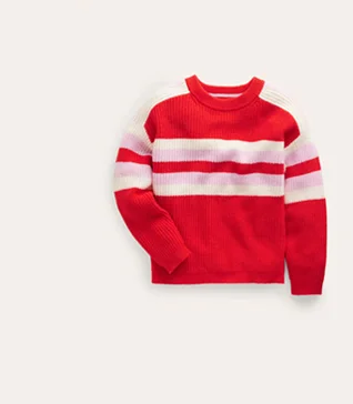 Stripe Knitted Jumper - Poppy Red