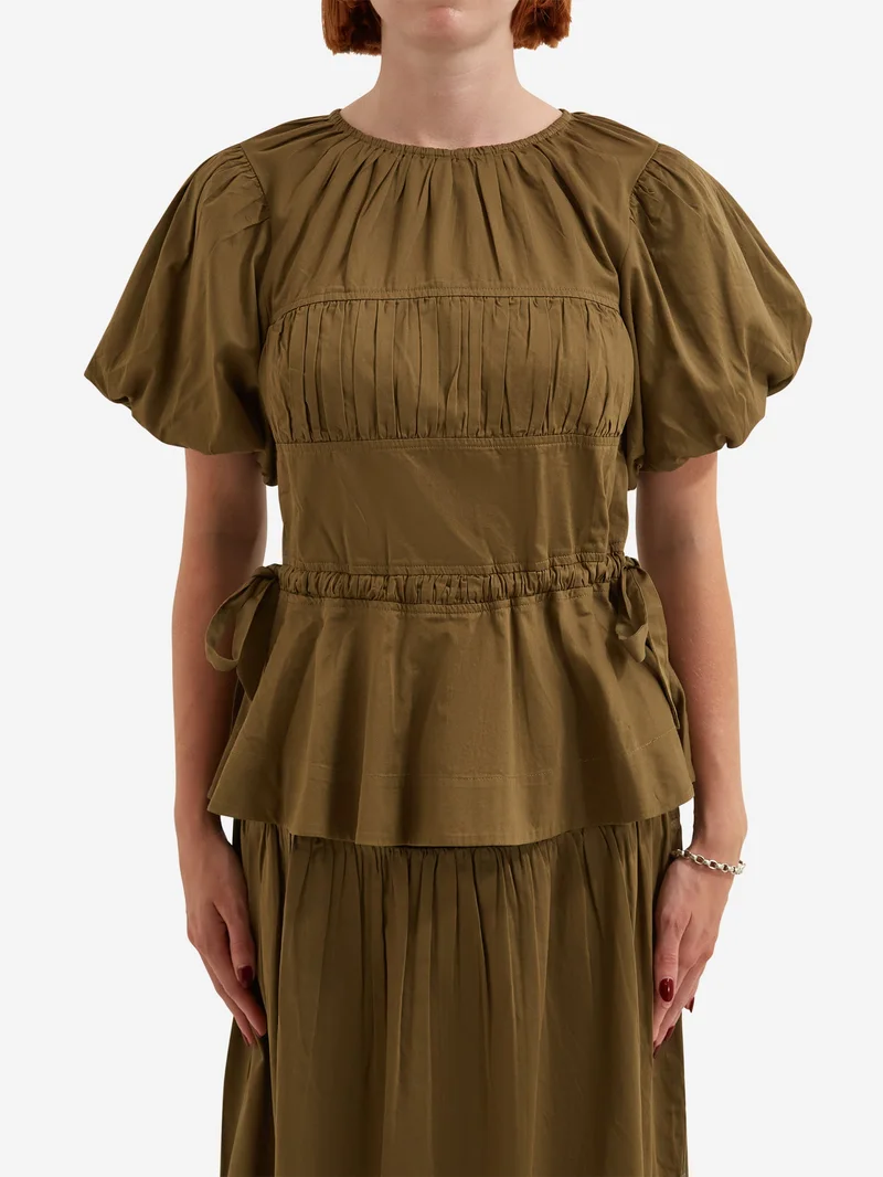 Image of Damson Madder Hadley Blouse - Olive Jacquard