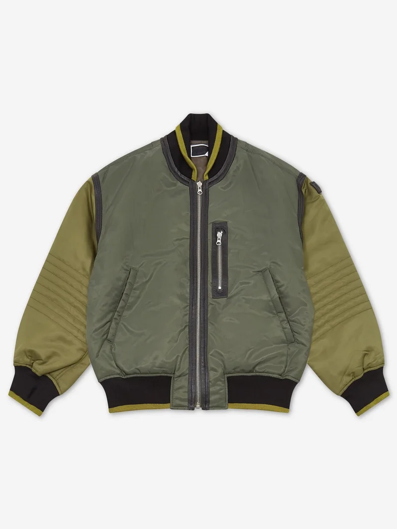 Image of Phingerin Trim Leather Jacket - Olive Drab