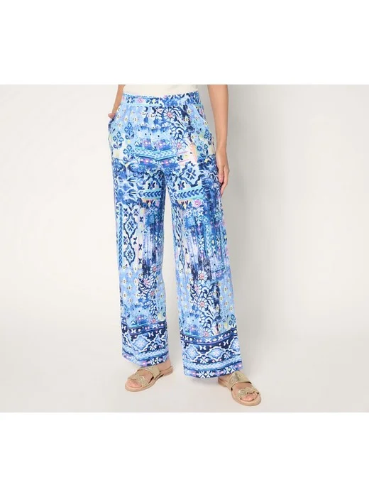 Denim & Co. Beach Jersey Full Length Wide Leg Pant